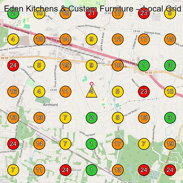Eden Kitchens & Custom Furniture Furniture Manufacturer GeoGrid ranking map for Airmont NY